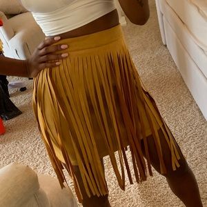 Tassel Skirt by Missguided - Size 0 in Mustard